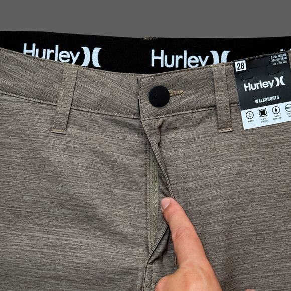 Hurley Essential Heather Hybrid Walk Short Size 28 Woodlands Brown NWT - Picture 3 of 7